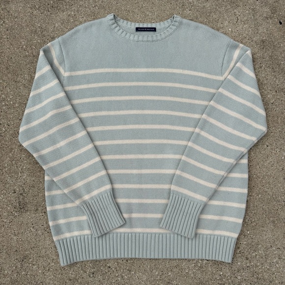 Brandy Melville Striped Crewneck Sweater in Soft Blue and White - Picture 1 of 4
